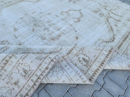 6x9 Wool Neutral Rug, Beige and White Wool Hand Made, Dining Room Decor