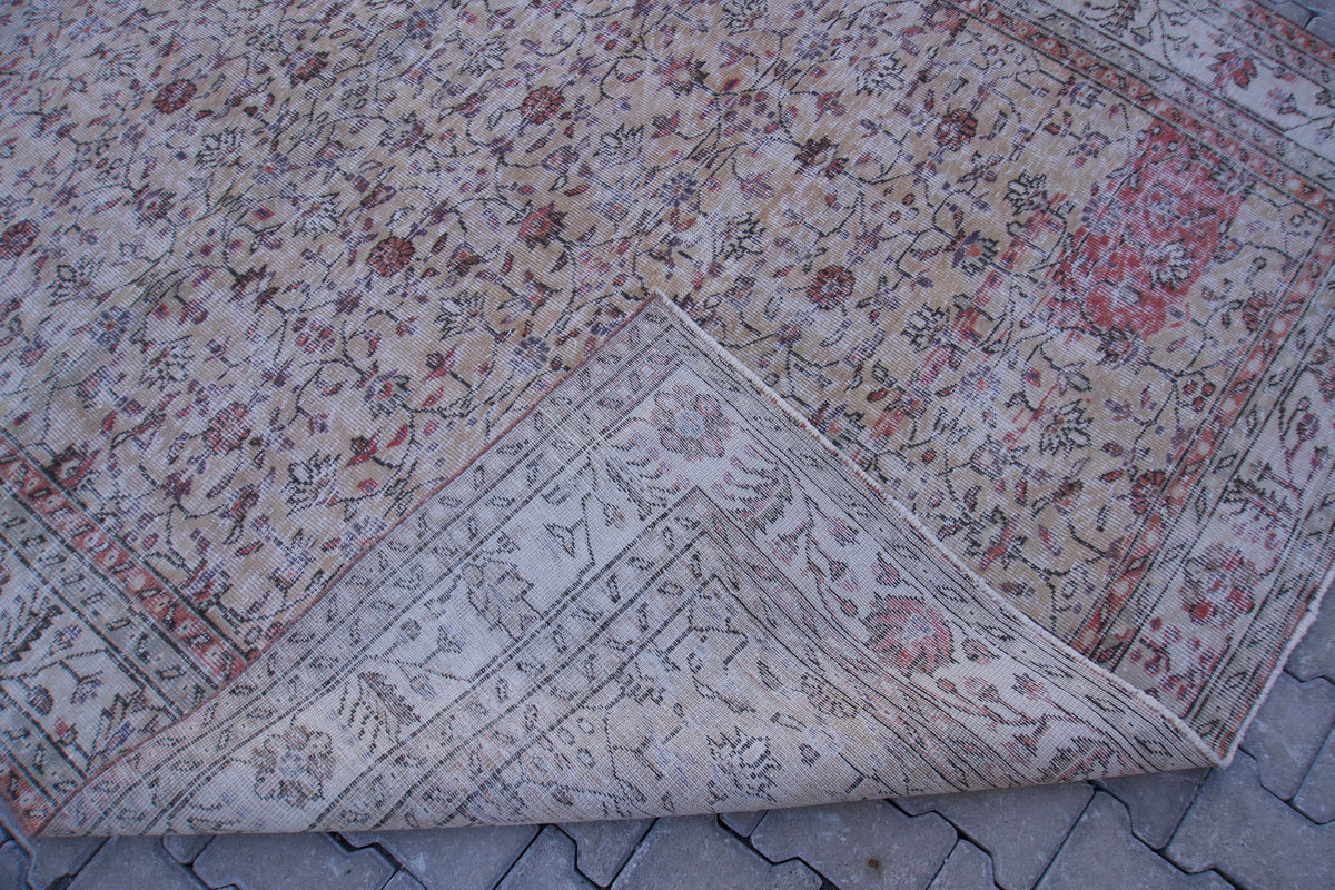 7x10 Neutral Area Rug, Living Room Home Decor, Oriental Rustic Carpet