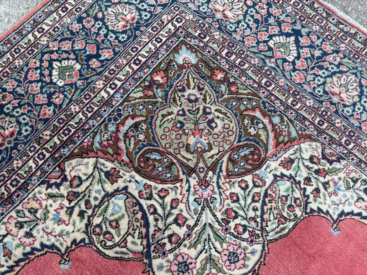Vintage Area Rug 8x12: Medium Pile Red Wool, Hand Woven