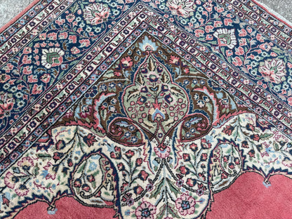 Vintage Area Rug 8x12: Medium Pile Red Wool, Hand Woven