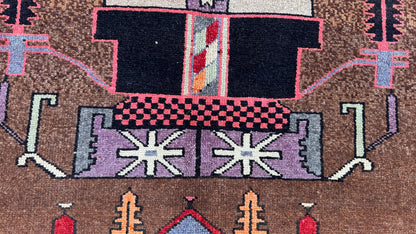 3x10 Kars Rustic Runner Rug, Hand Knotted Up Cycled Wool, Hallway Decor