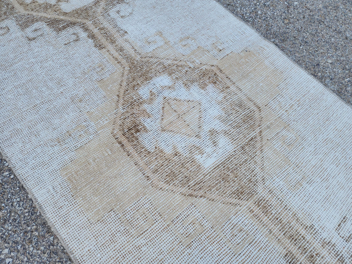 3x12 Neutral Runner Rug, Hallway Bohemian Decor, Up Cycled Wool
