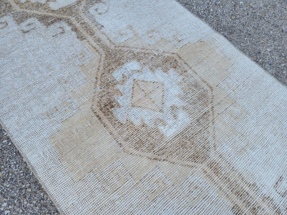 3x12 Neutral Runner Rug, Hallway Bohemian Decor, Up Cycled Wool