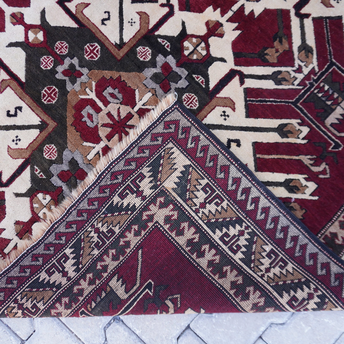 5x6 Vintage Kars Wool Rug: Hand Woven Turkish Area Rug