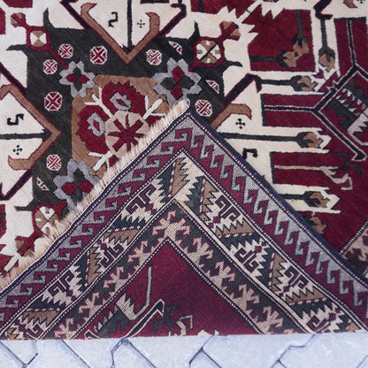 5x6 Vintage Kars Wool Rug: Hand Woven Turkish Area Rug