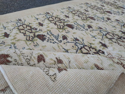 6x9 Handwoven Oushak Rug: Neutral Turkish Wool & Cotton