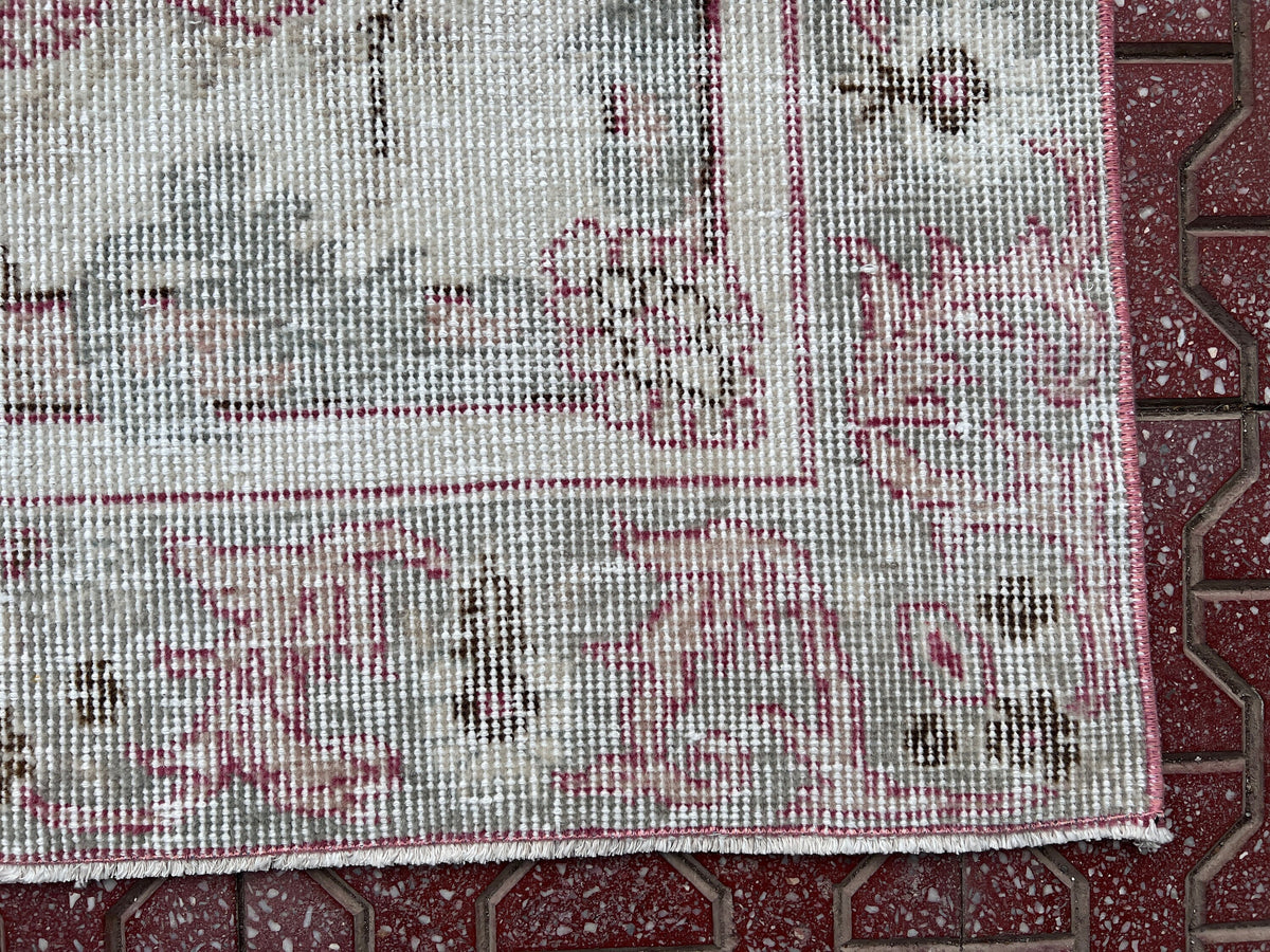 Handwoven Turkish Oushak Rug: 4x7 Boho Wool Cotton Rug