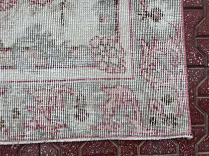 Handwoven Turkish Oushak Rug: 4x7 Boho Wool Cotton Rug