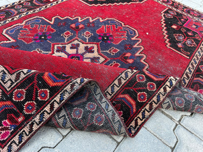 4x7 Vintage Oushak Rug: Hand Knotted Wool Oriental Rug