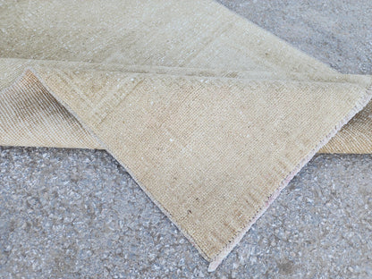 3x11 Neutral Turkish wool Runner: Hand Made Geometric Design
