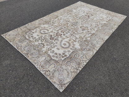 Handwoven Turkish Oushak Rug 5x8: Neutral Boho Decor