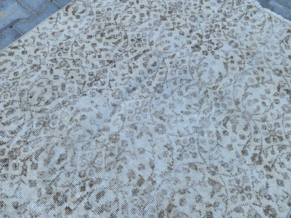 Handwoven Turkish Oushak Rug 3x6: Wool & Cotton Neutral Rug