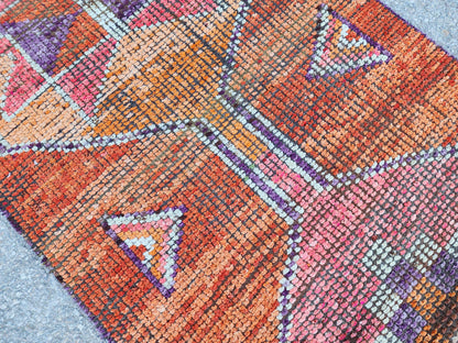 3x10 Herki Runner Rug, Hand Knotted Up Cycled Wool, Home Decor, Kitchen Decor