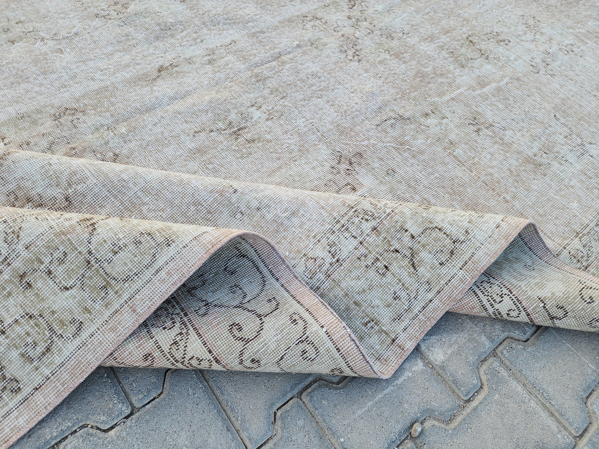 6x10 Neutral Boho Rug, Turkish Beige Hand Knotted, Dining Room Decor