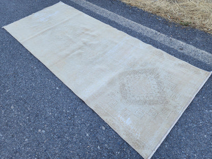 3x8 Neutral Wool Rug, Malatya Hand Made Runner, Rustic Home Decor