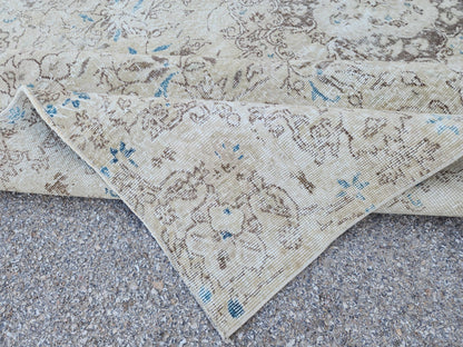 7x10 Oushak Rug: Handwoven Turkish Wool, Neutral Farmhouse Style