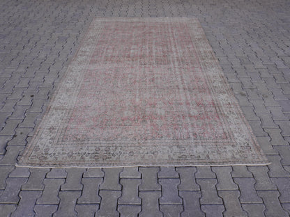 6x10 Turkish Rug, Faded Red Wool, Oriental Home Living Room Decor