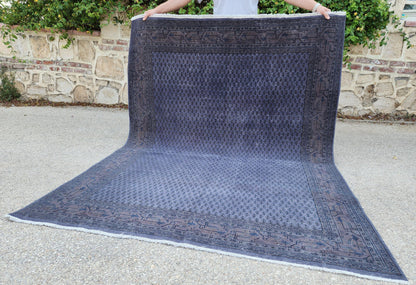 Handmade Wool Rug 6x7: Gray Rustic Boho Decor