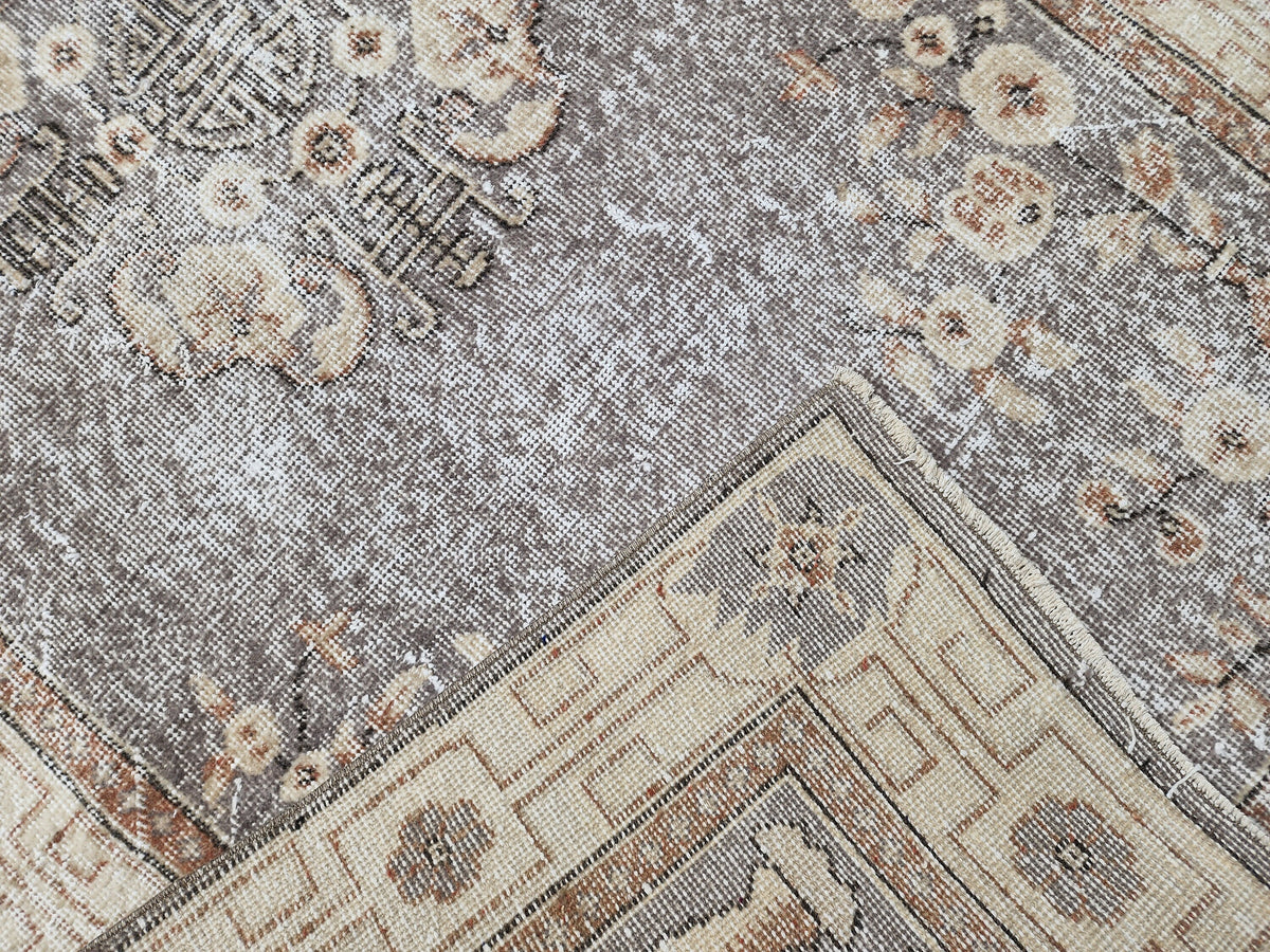 Vintage Turkish Oushak Rug 3x6: Handwoven Wool & Cotton