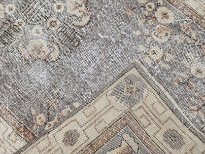 Vintage Turkish Oushak Rug 3x6: Handwoven Wool & Cotton