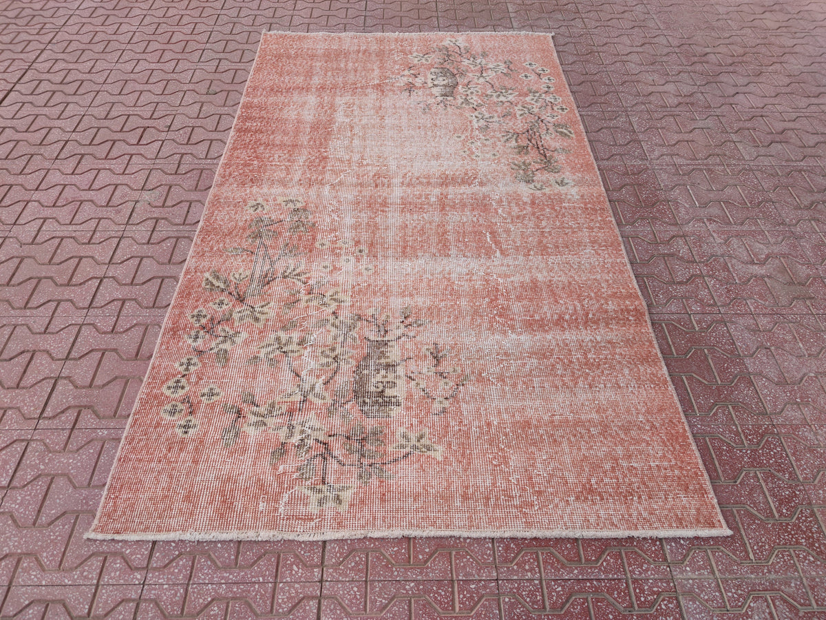 Handwoven Turkish Oushak Rug: Bohemian Wool & Cotton Area Rug (3.4x6.7)