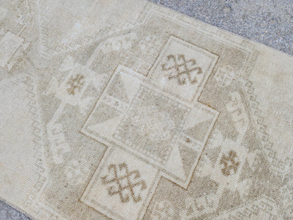 Hand Made Runner Rug 2.6 x 8.8 ft , Oriental Boho Decor, Turkish Rustic Wool Carpet