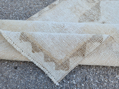 Neutral Wool Runner Rug 3x11: Hand Made Oriental Hallway Decor, Up Cycled Wool