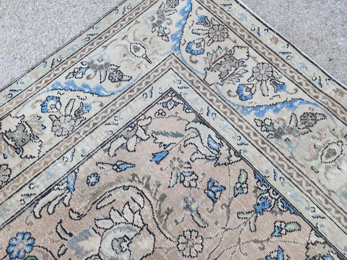 Oversized Brown Wool Oriental Rug 9x13: Hand-Knotted Farmhouse Style