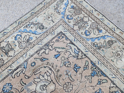 Oversized Brown Wool Oriental Rug 9x13: Hand-Knotted Farmhouse Style