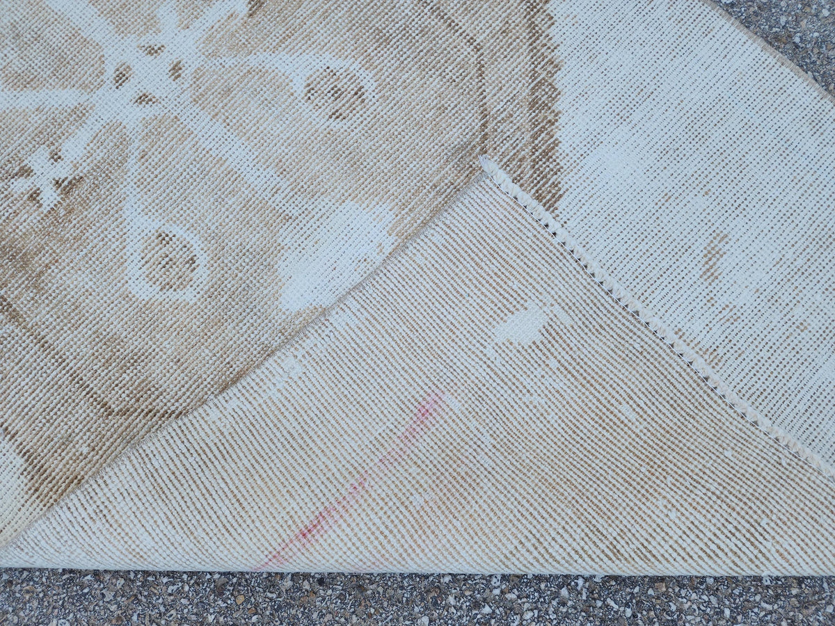 3x13 Neutral Turkish Runner Rug: Beige Rustic Hallway Decor