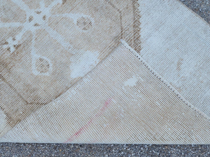 3x13 Neutral Turkish Runner Rug: Beige Rustic Hallway Decor
