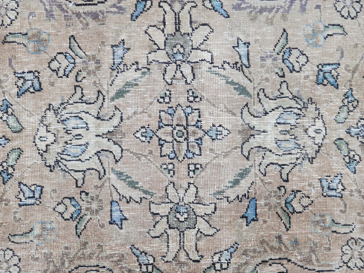 Oversized Brown Wool Oriental Rug 9x13: Hand-Knotted Farmhouse Style