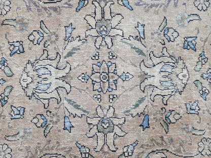 Oversized Brown Wool Oriental Rug 9x13: Hand-Knotted Farmhouse Style