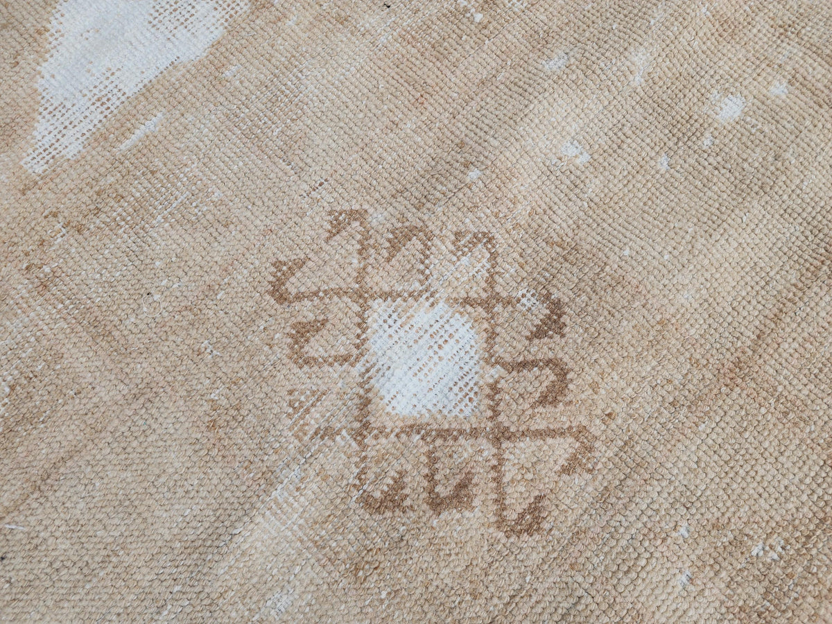 3x13 Hand-Knotted Turkish Wool Runner Rug, Neutral Hallway & Entryway Rug
