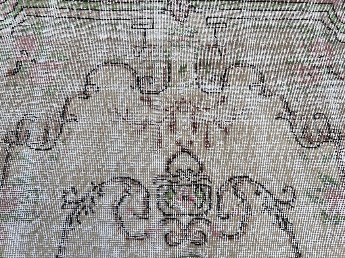 Handwoven Turkish Oushak Rug 4x6: Wool & Cotton Blend