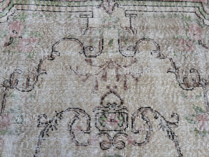 Handwoven Turkish Oushak Rug 4x6: Wool & Cotton Blend