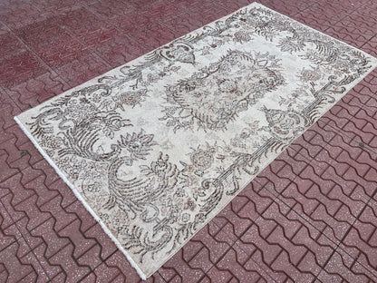 Handwoven Turkish Oushak Rug: 4x7 Wool Cotton Blend