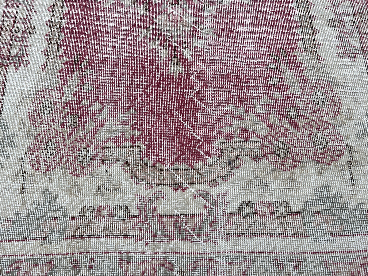 Handwoven Turkish Oushak Rug: 4x7 Boho Wool Cotton Rug