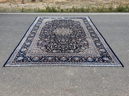 Vintage Oushak Rug 8x11: Hand Woven Turkish Wool Area Rug