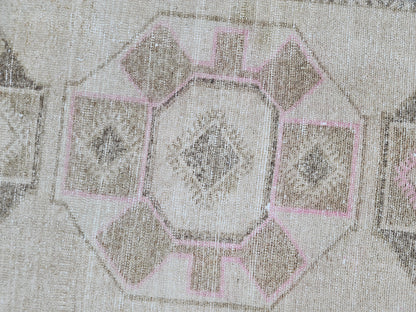Neutral 3x12 Runner Rug, Turkish Hand Knotted Beige Wool Carpet, Hallway Boho Decor