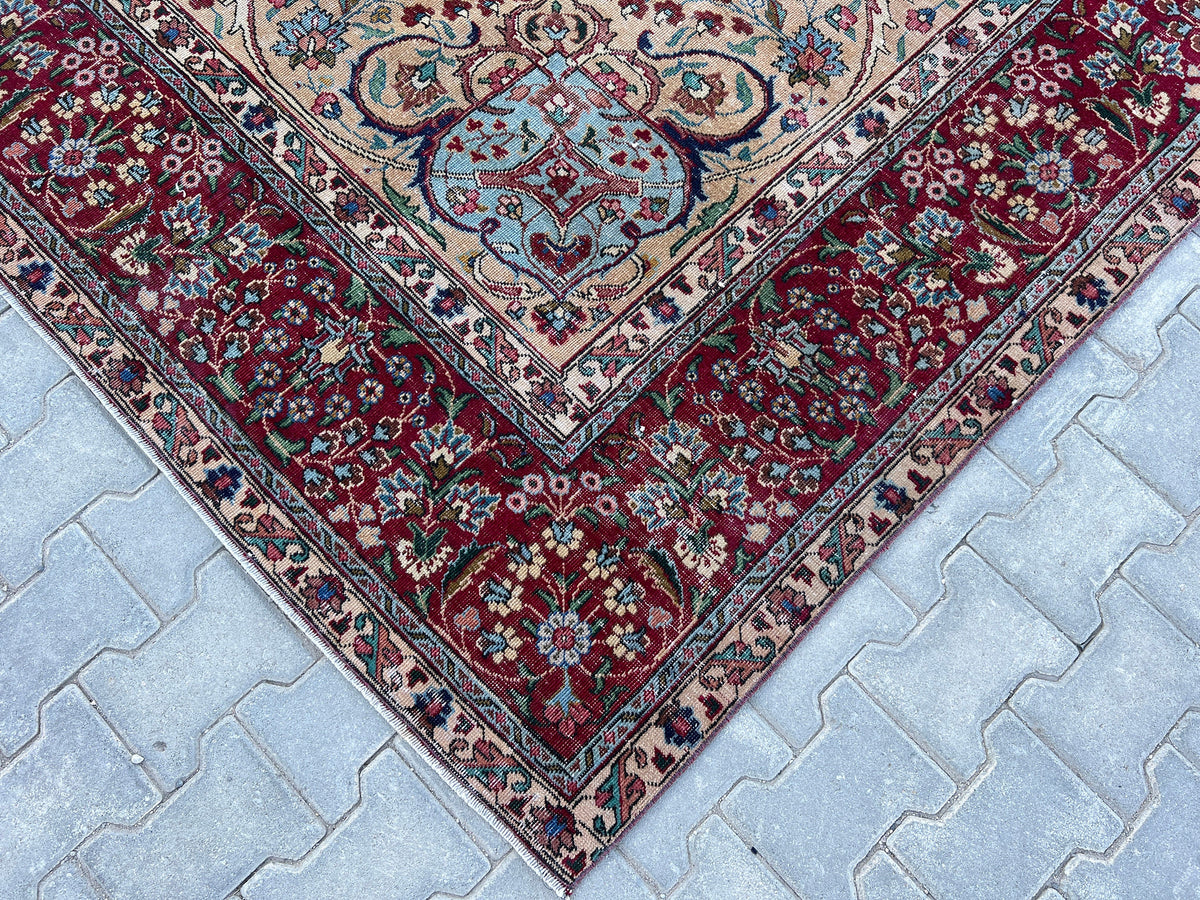 Hand Knotted Wool Rug 9x12: Vintage Oriental Navy Blue Rug