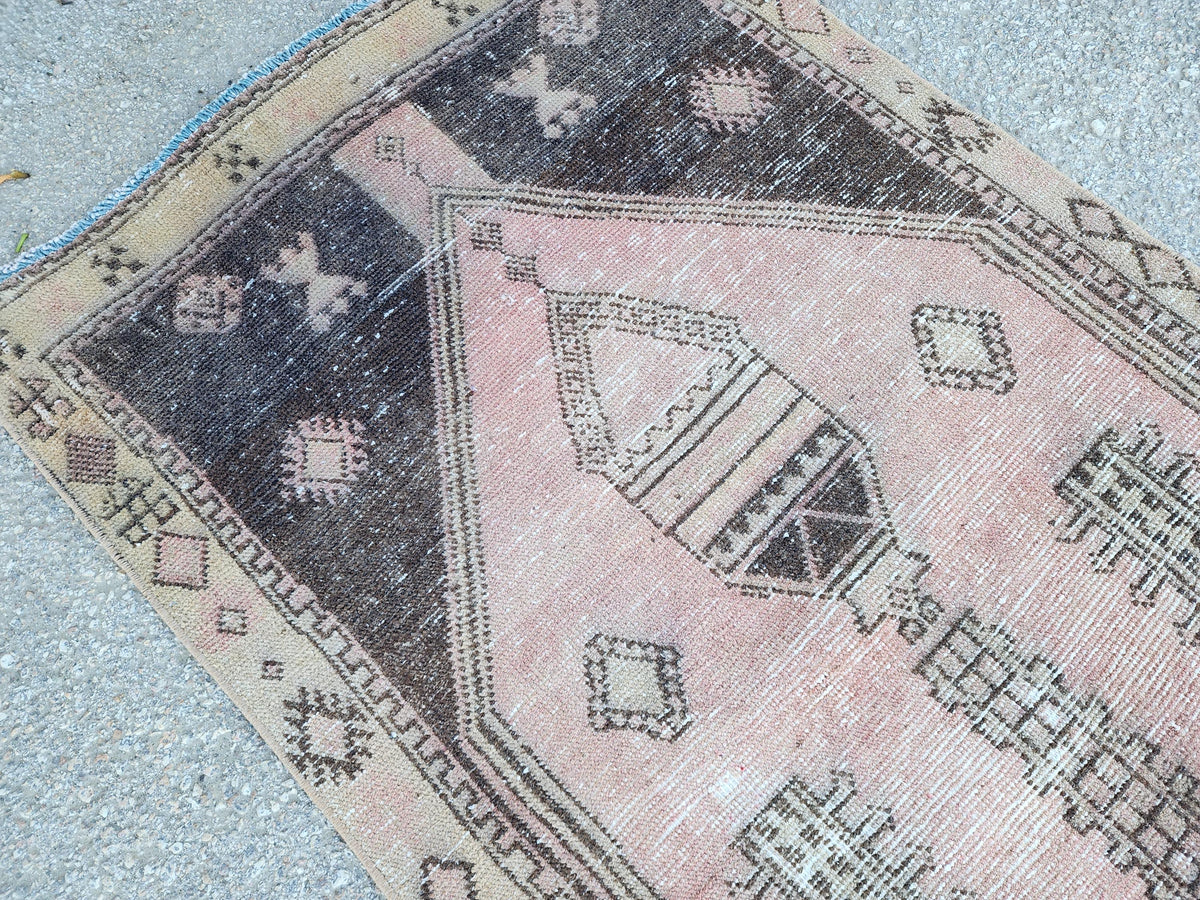 3x10 Neutral Runner Rug, Hand Made Rustic Decor, Bohemian Geometric Design