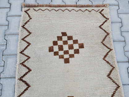 White Herki Rug 3x10: Vintage Bohemian Hallway Runner