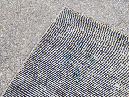 4x10 Gray Turkish Runner Rug: Handcrafted Oriental Boho Hallway Decor