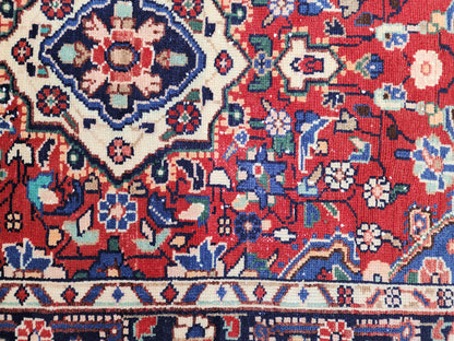 Antique Wool Runner Rug 3x9: Handcrafted Red Ann Blue Color, Farmhouse Decor