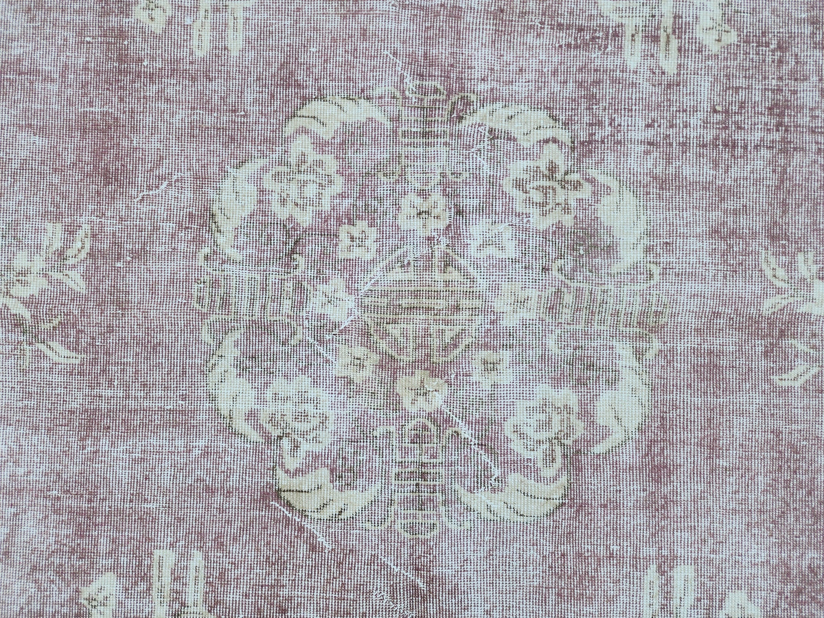 7x10 Vintage Wool Rug: Beige Isparta Oriental Rug