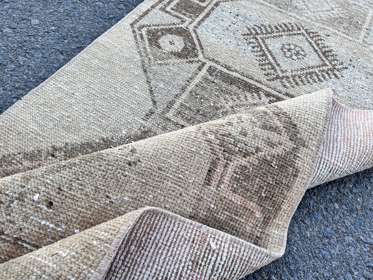 2x12 Neutral Runner Rug, Hand-Knotted Hallway & Entryway Rug, Earth Tone Decor