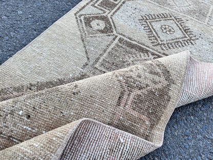 2x12 Neutral Runner Rug, Hand-Knotted Hallway & Entryway Rug, Earth Tone Decor