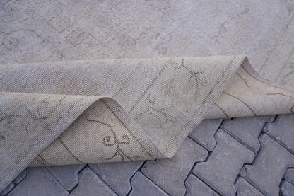 Neutral Area Rug 7x10, Beige Wool Hand Made, Turkish Carpet For Home Decor