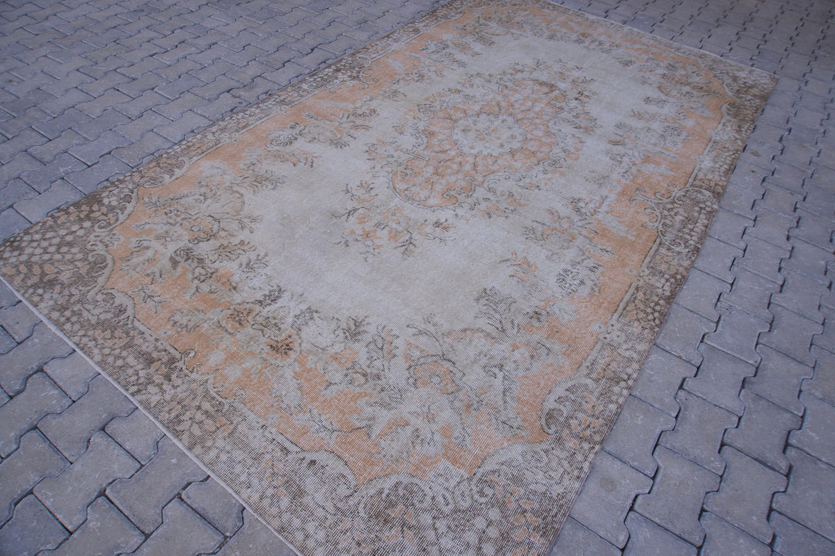 6x10 Vintage Turkish Oushak Rug: Handwoven Wool & Cotton